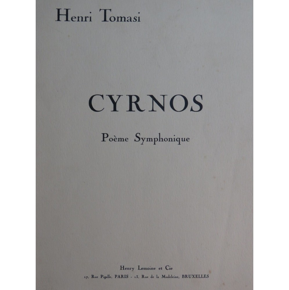 TOMASI Henri Cyrnos Poème Symphonique Dédicace 2 Pianos 4 mains 1930