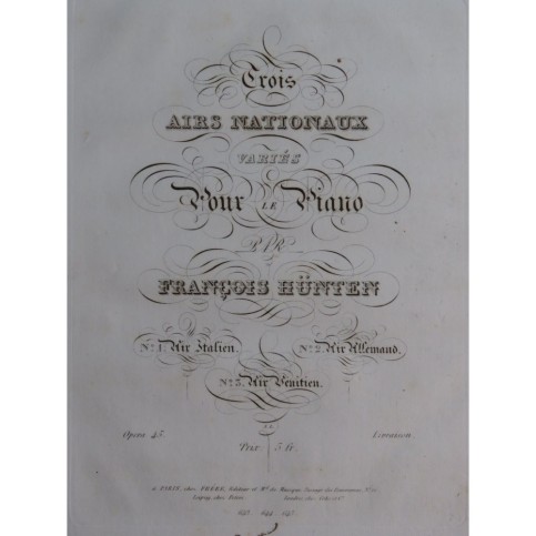 HUNTEN François Air Allemand Piano ca1850