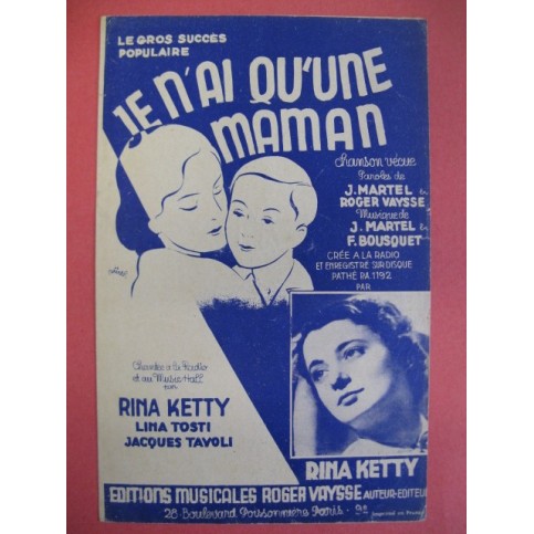 Je n'ai qu'une Maman - Rina Ketty 1937