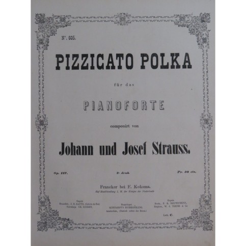 STRAUSS Johann und Josef Pizzicato Polka Piano ca1900