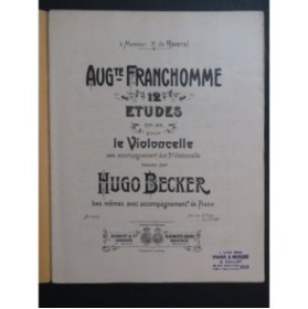FRANCHOMME Auguste 12 Etudes op 35 Violoncelle XIXe