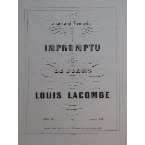 LACOMBE Louis Impromptu Piano ca1895