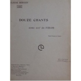 DEBUSSY Claude Douze Chants Chant Piano 1968