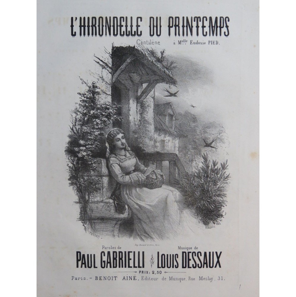 DESSAUX Louis L'Hirondelle du Printemps Chant Piano ca1850