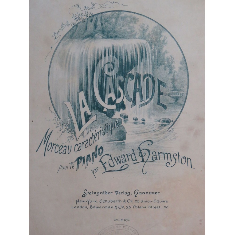 HARMSTON Edward La Cascade Piano ca1890