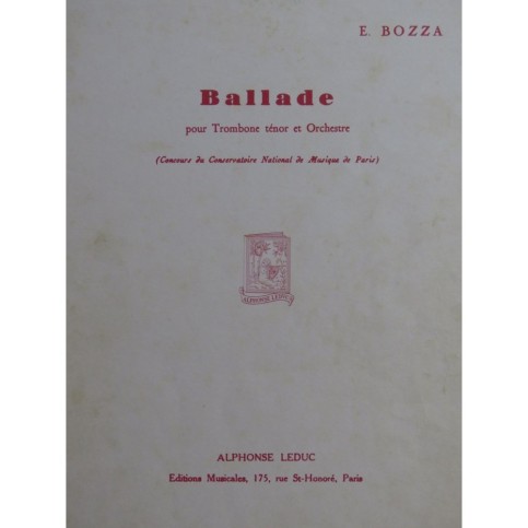 BOZZA Eugène Ballade Piano Trombone