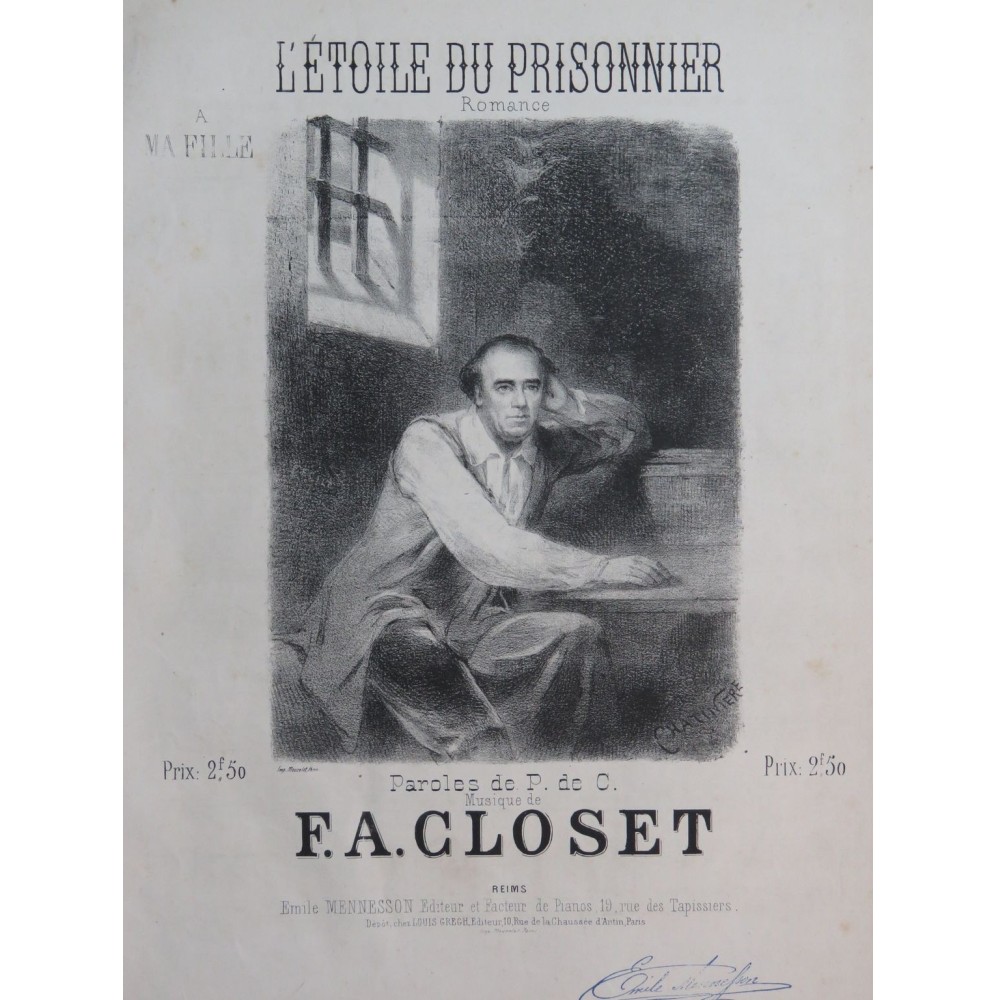 CLOSET F. A. L'Étoile du Prisonnier Chant Piano XIXe siècle