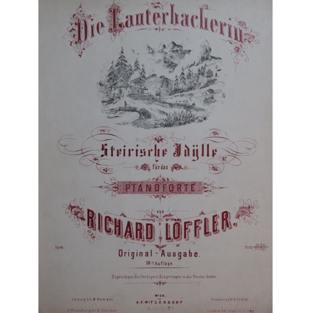 LÖFFLER Richard Die Lanterbacherin Piano ca1860