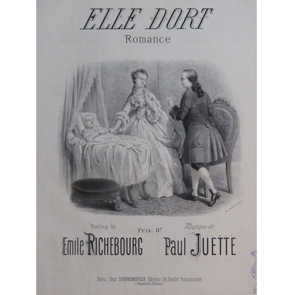 JUETTE Paul Elle Dort Chant Piano ca1875