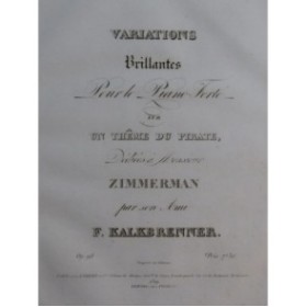 KALKBRENNER Frédéric Variations Brillantes op 98 Piano ca1830