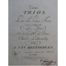 BEETHOVEN Trio op 1 No 1 Piano ca1800