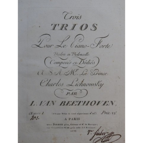 BEETHOVEN Trio op 1 No 1 Piano ca1800
