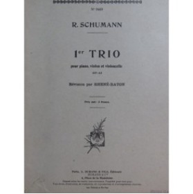 SCHUMANN Robert Trio op 63 Piano Violon Violoncelle ca1917