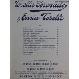 TOSELLI Enrico Serenade op 6 Chant Piano 1923