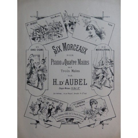 D'AUBEL Henri Boute en Train Piano 4 mains 1886