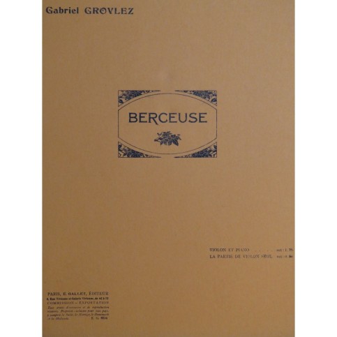 GROVLEZ Gabriel Berceuse Piano Violon
