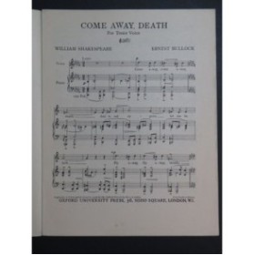 BULLOCK Ernest Come Away Death Chant Piano