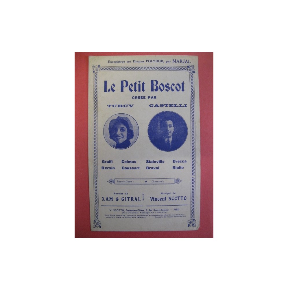 Le Petit Boscot Vincent Scotto Chanson 1912