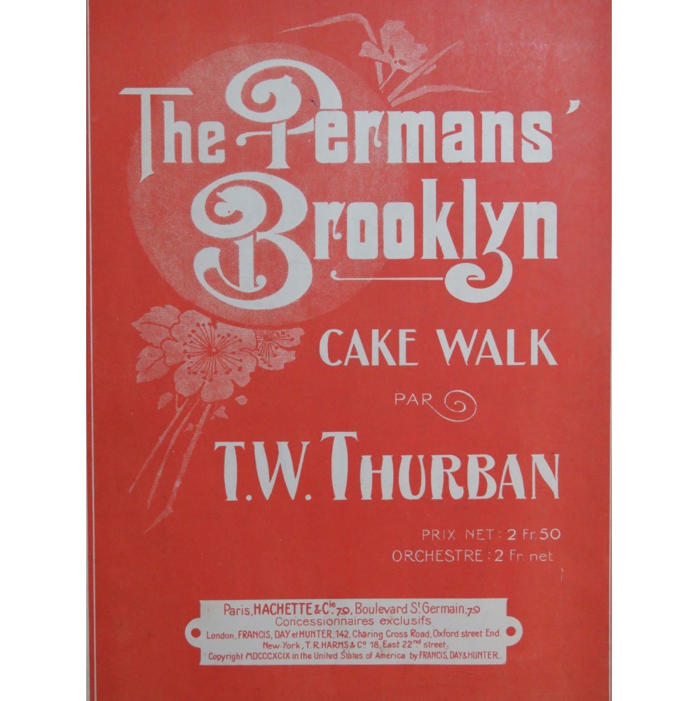 THURBAN T. W. The Permans' Brooklyn Cake Walk Piano 1902