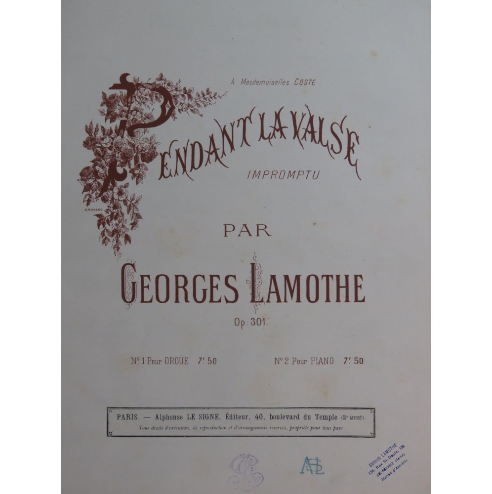 LAMOTHE Georges Pendant la Valse Piano ca1890