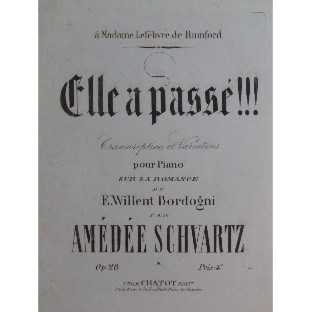 SCHVARTZ Amédée Elle a passé !!! Piano ca1865