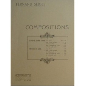 SEIGLE Fernand Rêverie du Soir Piano Violon ca1906