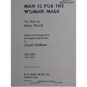 PURCELL Henry Man Is For The Woman Made Chant Piano 1950