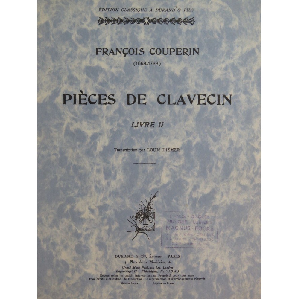 COUPERIN François Pièces de Clavecin Livre II Clavecin 1969