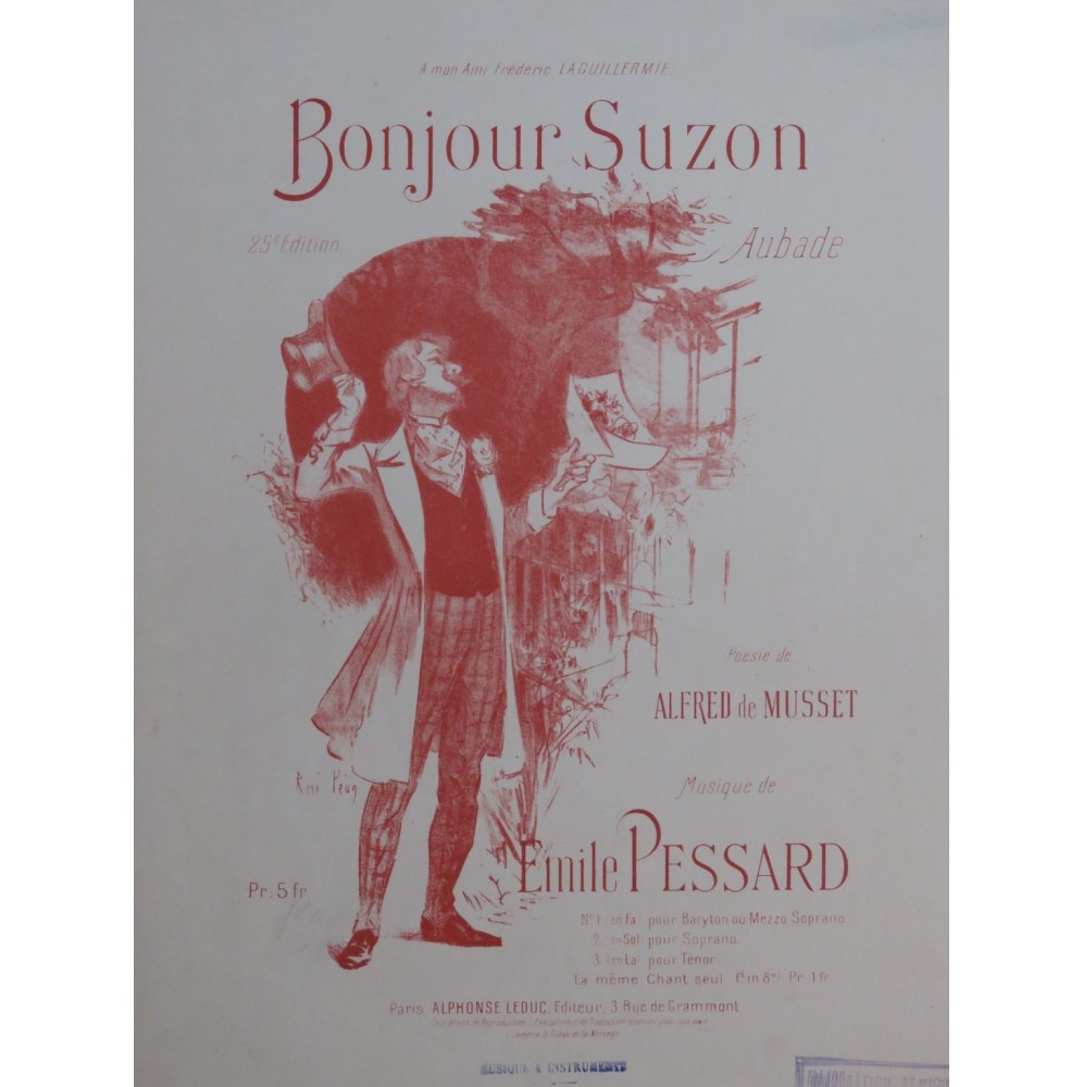 PESSARD Émile Bonjour Suzon Chant Piano ca1880