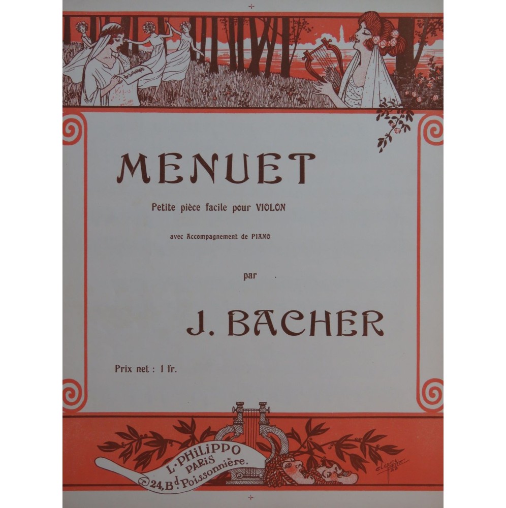 BACHER J. Menuet Piano Violon