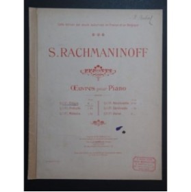 RACHMANINOFF Sergueï Elégie op 3 No 1 Piano