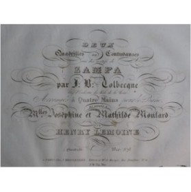 TOLBECQUE J. B. Quadrille No 1 Zampa Piano 4 mains ca1835