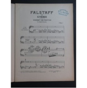 VERDI Giuseppe Falstaff Sonnet de Fenton Chant Piano 1893