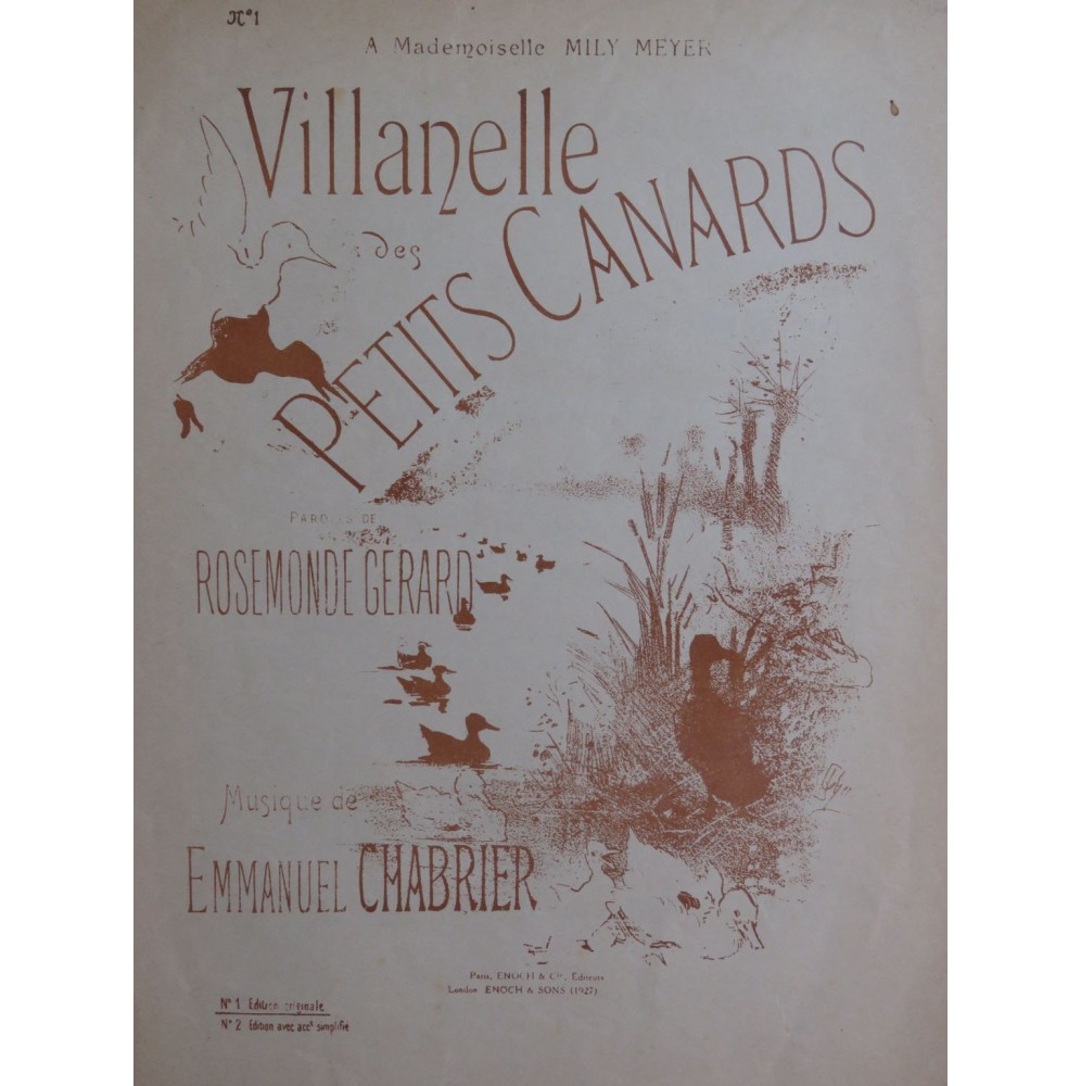 CHABRIER Emmanuel Villanelle des Petits Canards Chant Piano 1947