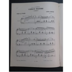 GREGH Louis Caprice Mazurke op 43 Piano ca1884