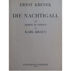 KRENEK Ernest Die Nachtigall Chant Piano