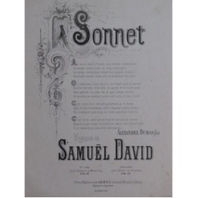 DAVID Samuël Sonnet Chant Piano ca1872
