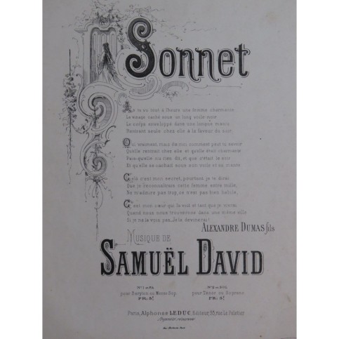 DAVID Samuël Sonnet Chant Piano ca1872