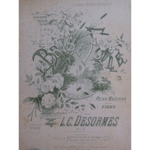 DESORMES L. C. Brise Folle Piano ca1885