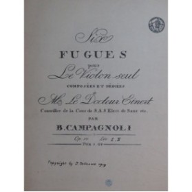 CAMPAGNOLI Bartolomeo Six Fugues Violon 1920