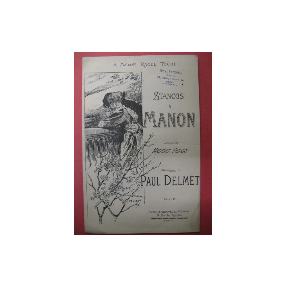 Stances à Manon Paul Delmet Chanson