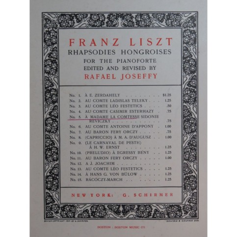 LISZT Franz Rhapsodie Hongroise No 5 Piano 1908
