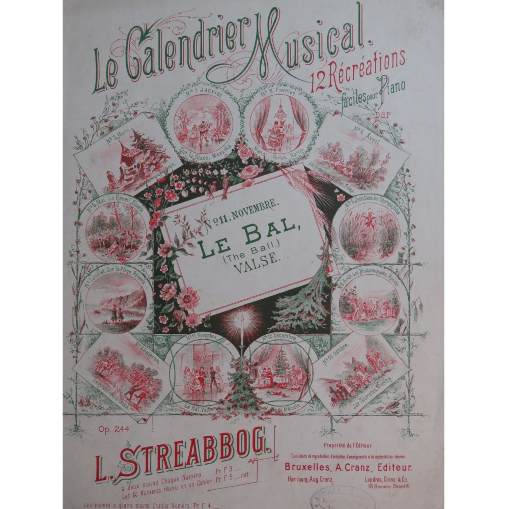 STREABBOG Louis Le Calendrier Musical No 11 Piano ca1885