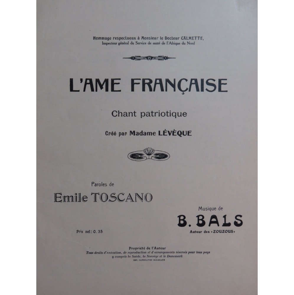 BALS B. L'Ame Française Chant Piano