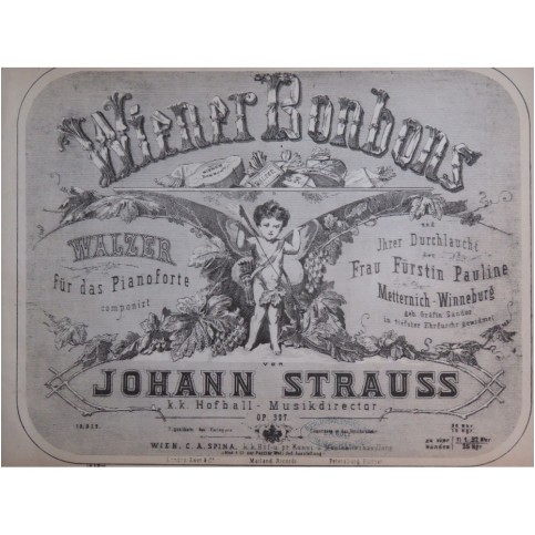 STRAUSS Johann Wiener Bonbons op 307 Piano ca1867