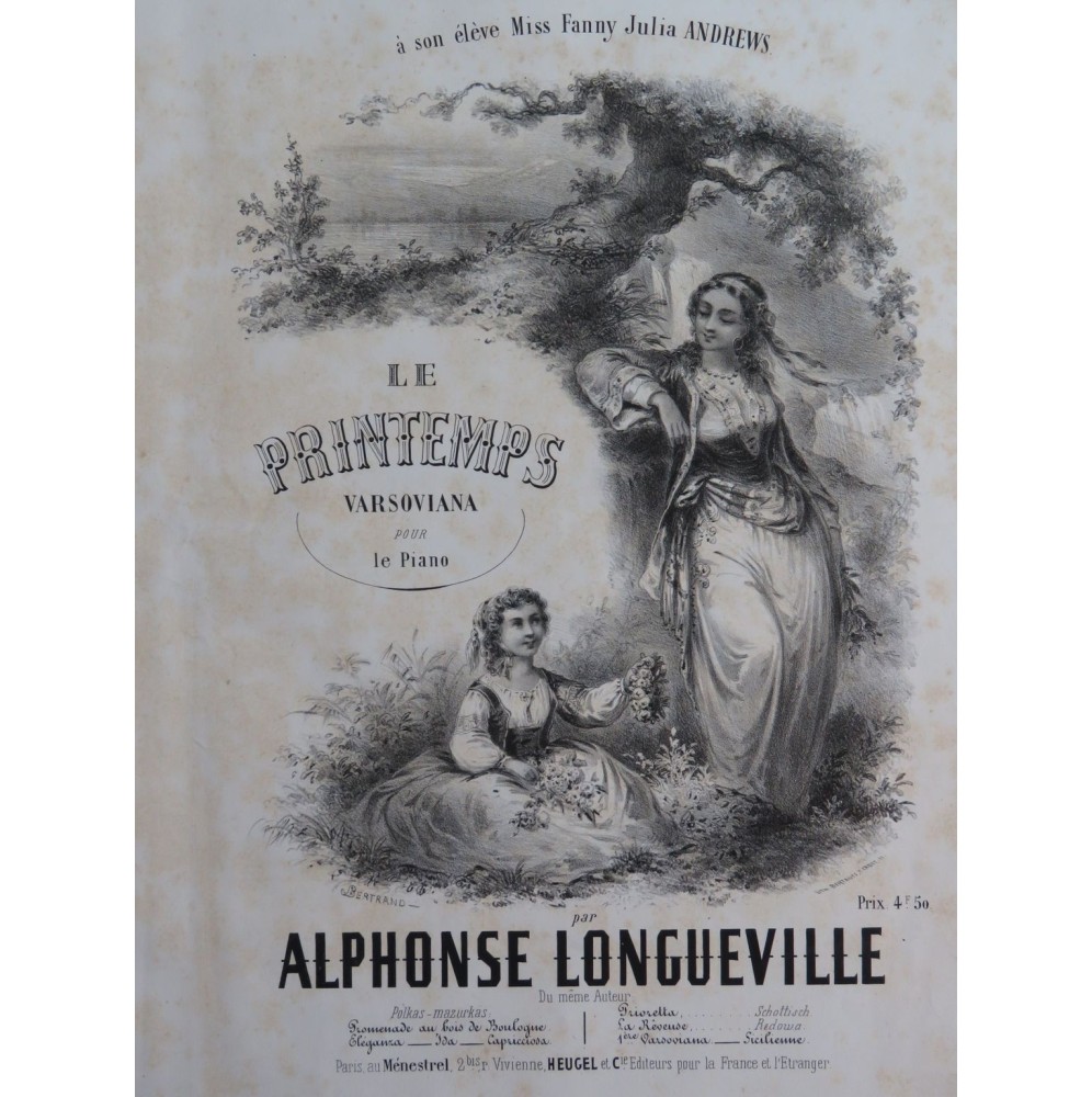 LONGUEVILLE Alphonse Le Printemps Piano ca1858