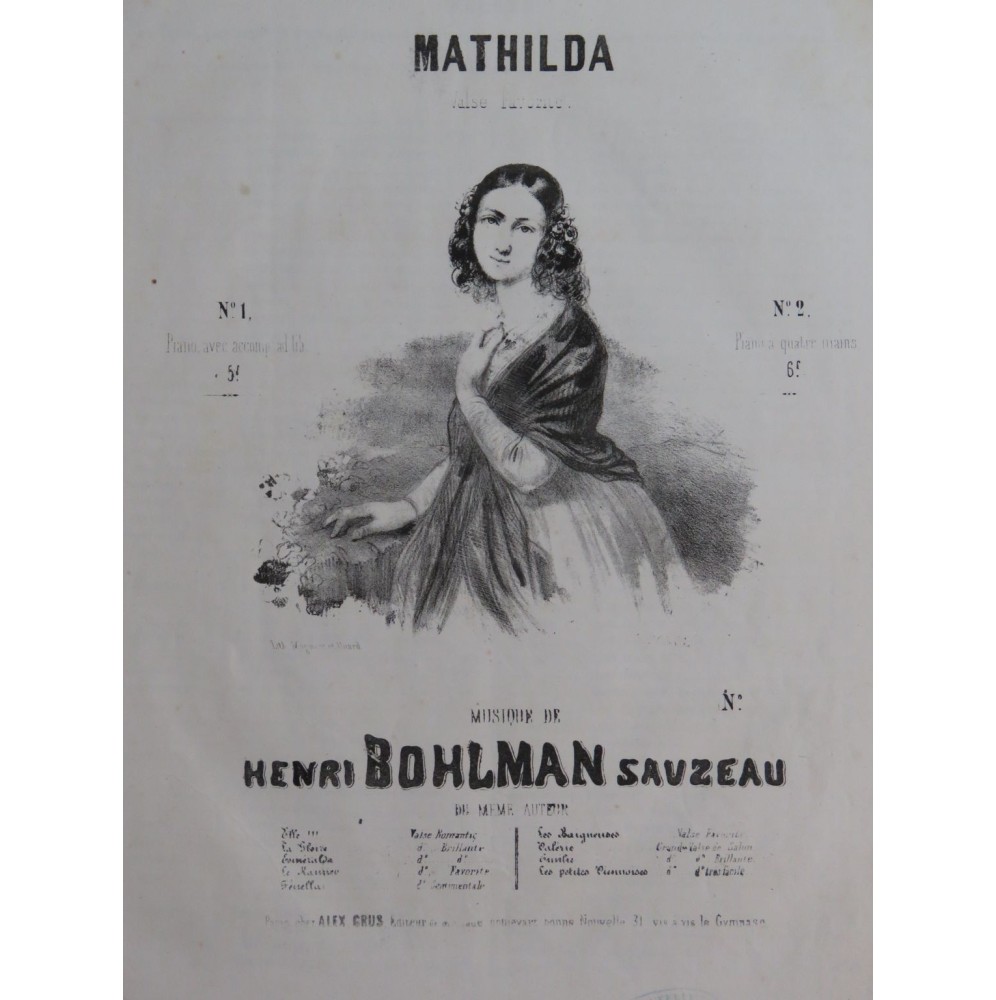 BOHLMAN SAUZEAU Henri Mathilda Piano ca1845