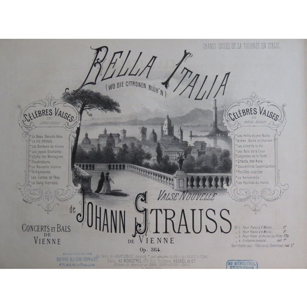 STRAUSS Johann Bella Italia Piano 1874