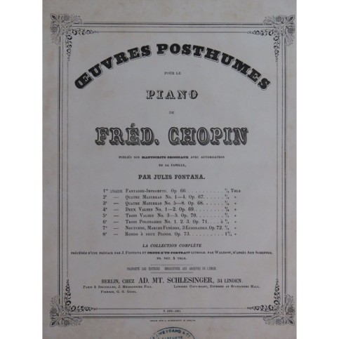 CHOPIN Frédéric Fantaisie-Impromptu Piano ca1860