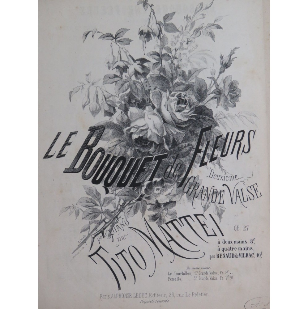 MATTEI Tito Le Bouquet de Fleurs Piano 4 mains ca1873